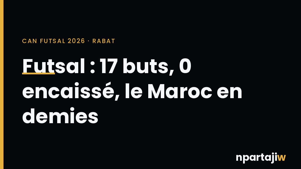 CAN futsal 2026 : trois victoires, 17 buts, zéro encaissé, le Maroc en demi-finale